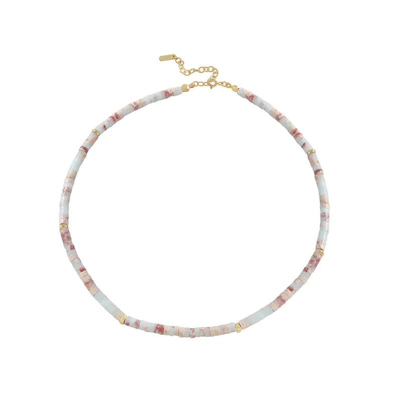 Pastel Bead Necklace in Gold — Sterling silver