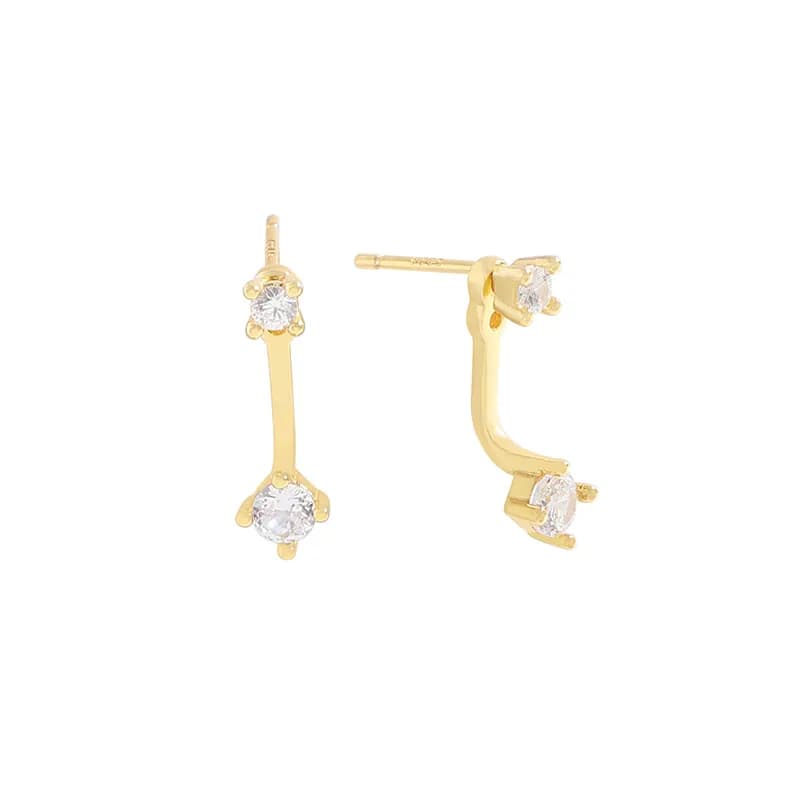 Curved Drop Earrings in Gold — Sterling silver