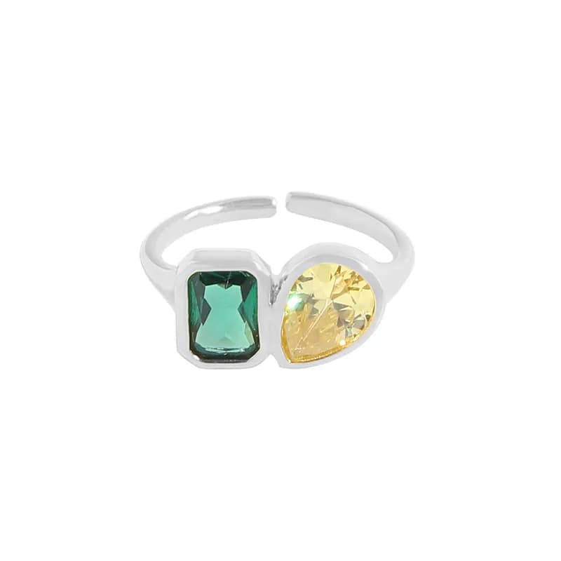 Two-Stone Gem Ring in Platinum — Sterling silver