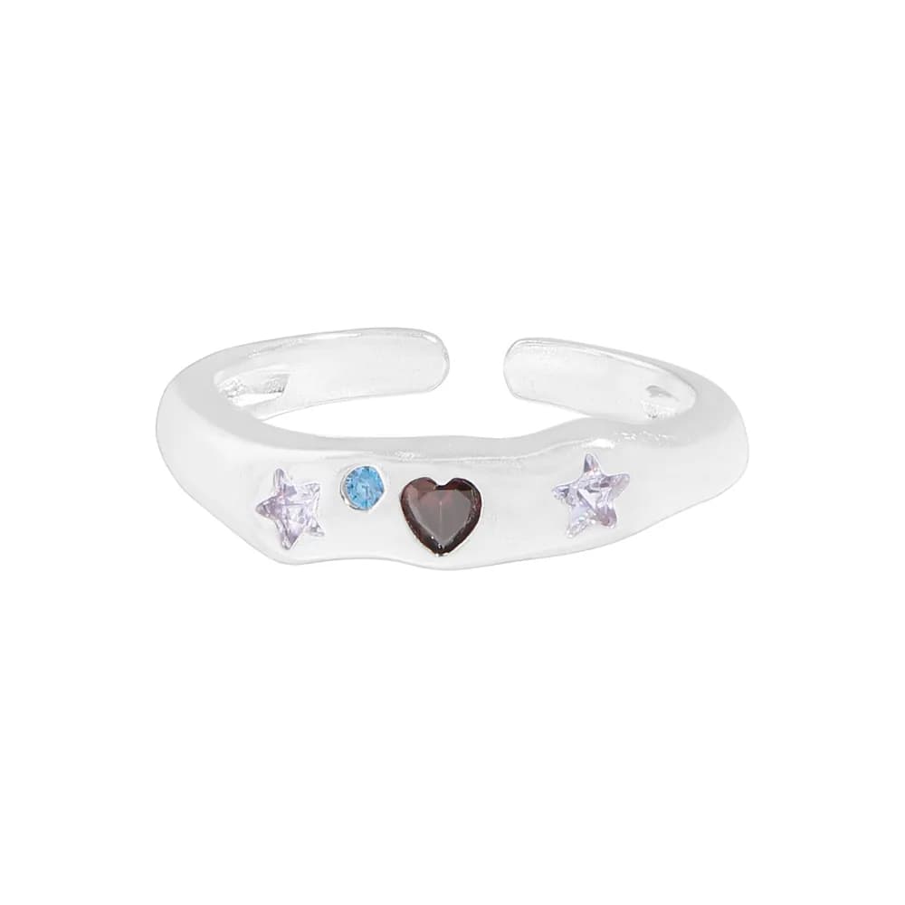 Star Heart Ring in Silver — Sterling silver