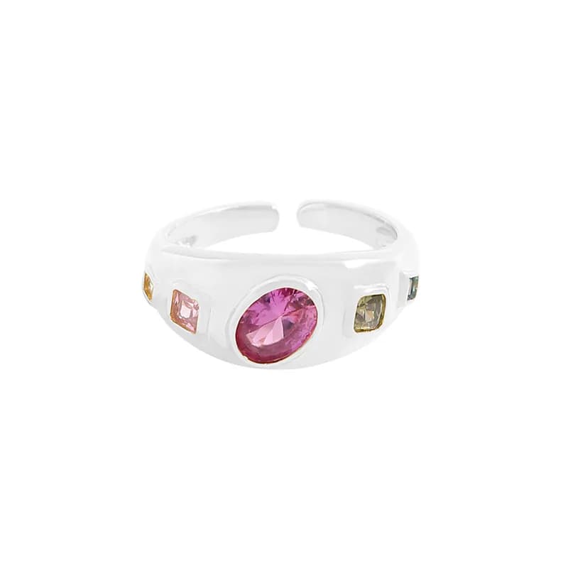 Bezel Set Gem Ring in Silver — Sterling silver