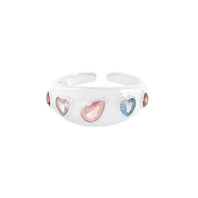Heart-Shaped Gem Ring in Silver — Sterling silver
