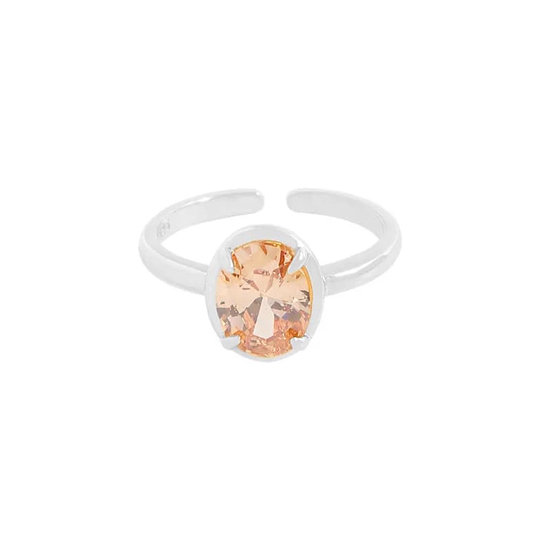 Peach Gem Bezel Ring in Silver — Sterling silver