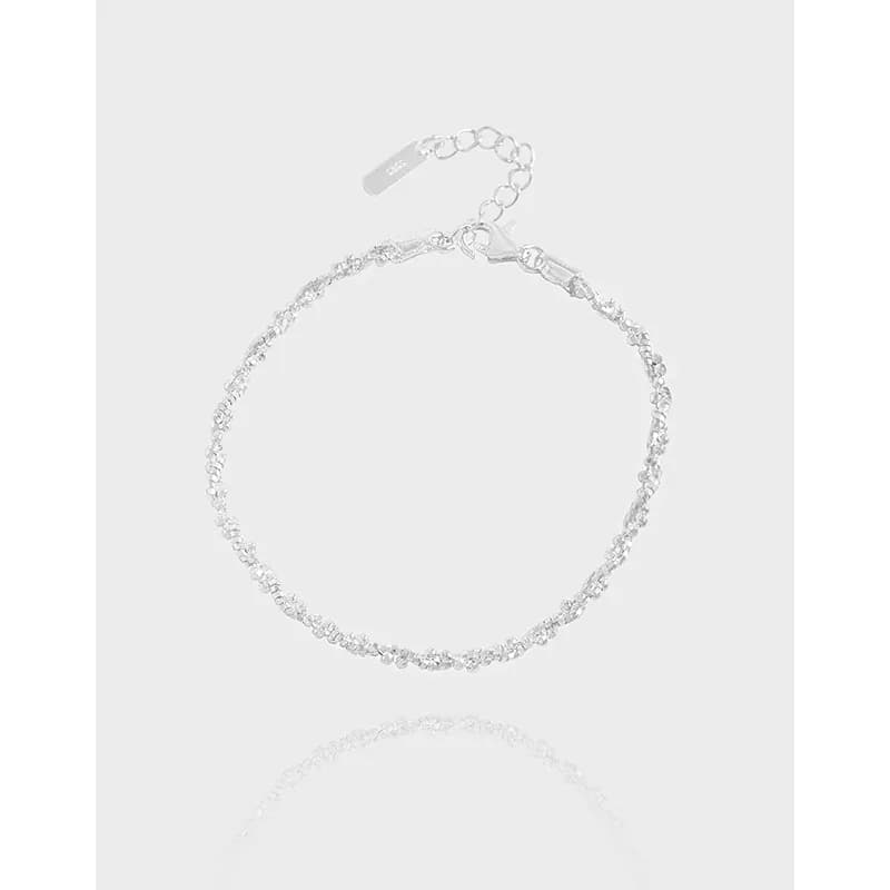 Delicate sterling silver bracelet with tiny pavé crystals along a fine chain and extender clasp.