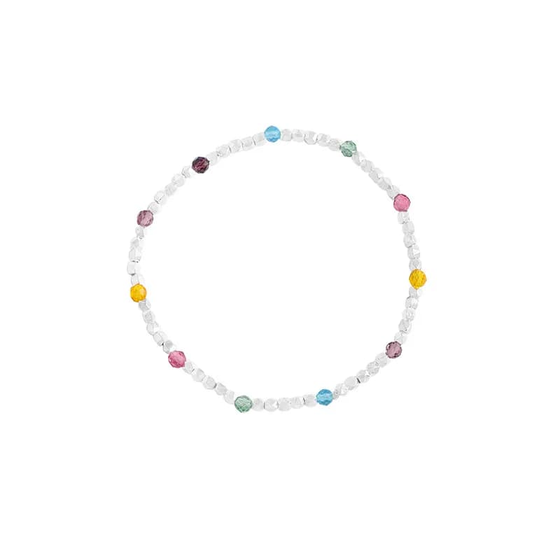 Rainbow Bead Bracelet in Silver — Sterling silver