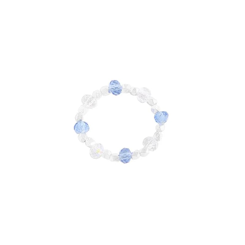 Pastel Crystal Bead Ring in White Blue Crystal — Sterling silver