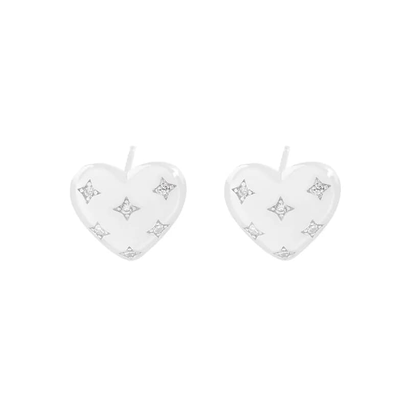Heart Shape Stud Earrings in Silver — Sterling silver