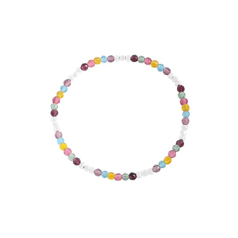 Colorful Bead Bracelet in Silver — Sterling silver