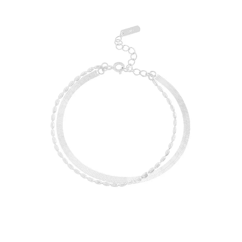 Mesh and Cable Chain Bracelet in Silver — Sterling silver
