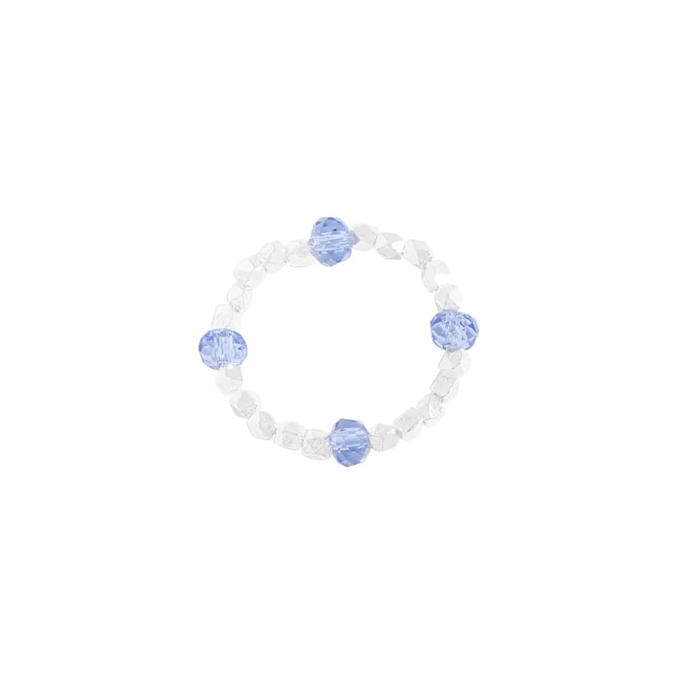 Beaded Circle Ring in Blue — Sterling silver