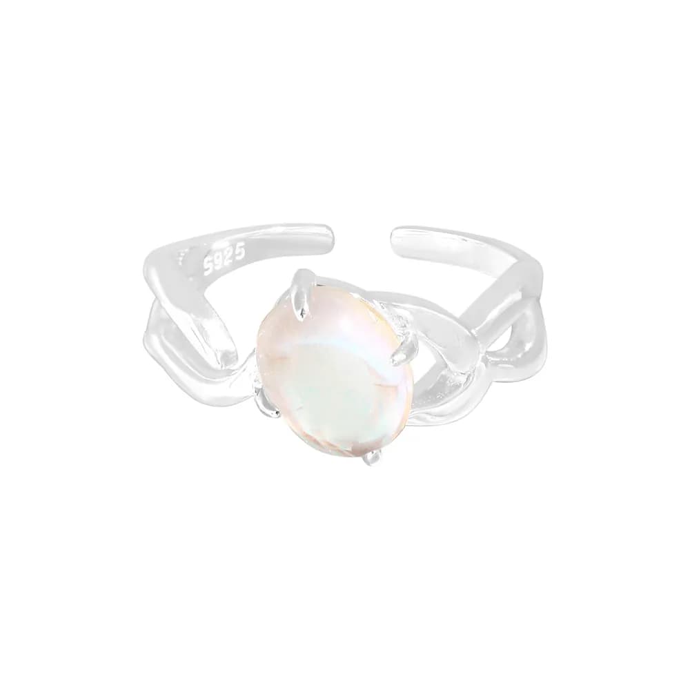 Moonstone Knot Ring in Silver — Sterling silver