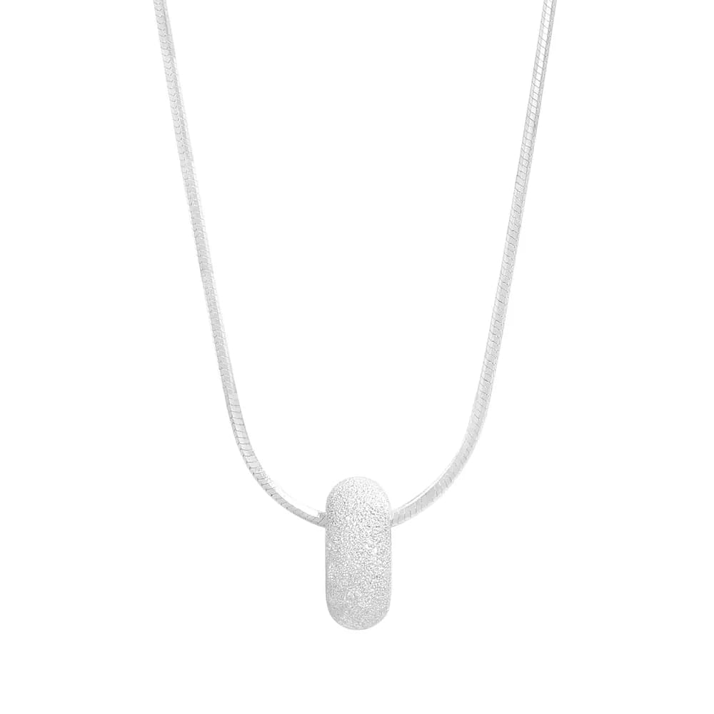 Textured Cylinder Pendant Necklace in Silver — Sterling silver
