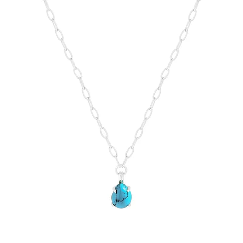 Turquoise Cabochon Necklace in Silver — Sterling silver