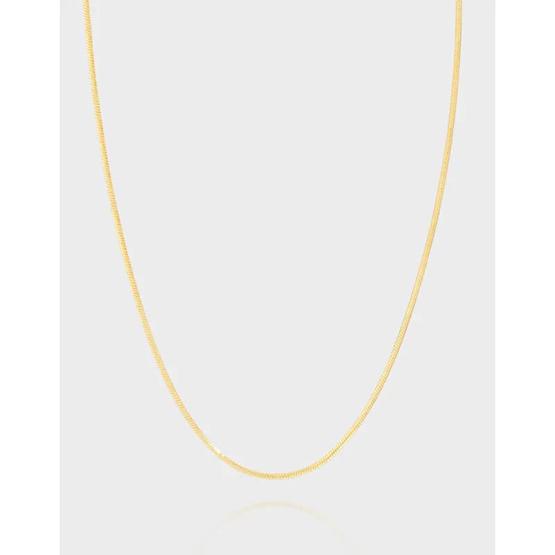 Polished sterling silver box chain necklace displayed on a light background.