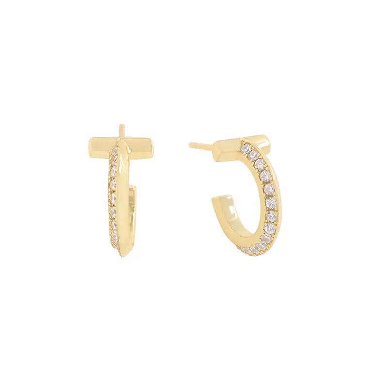 Pavé Hoop Earrings in Gold — Sterling silver