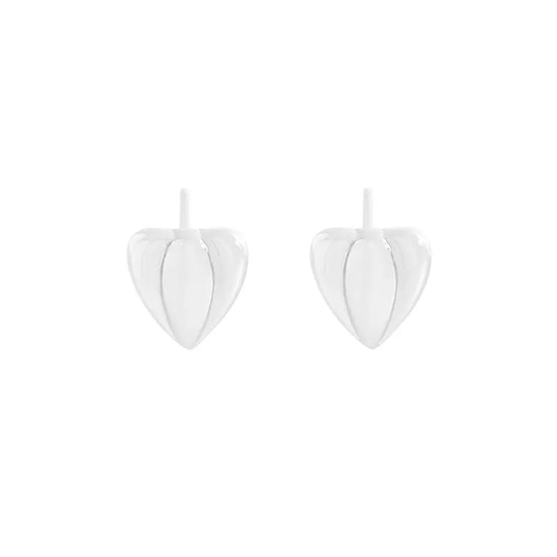 Leaf Heart Earrings in Silver — Sterling silver