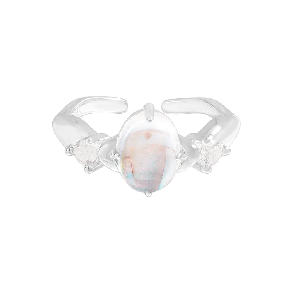 Opal Triple Stone Ring in Silver — Sterling silver