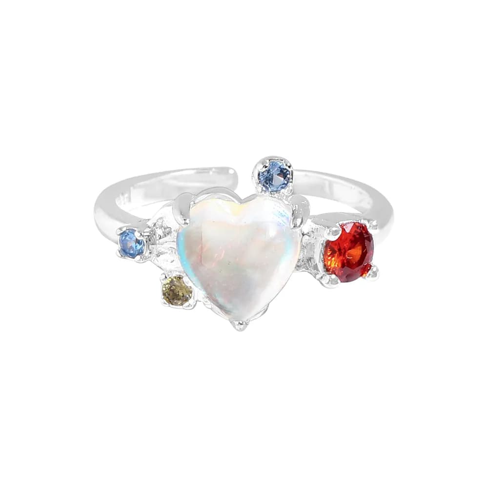 Opalescent Heart Ring in Silver — Sterling silver