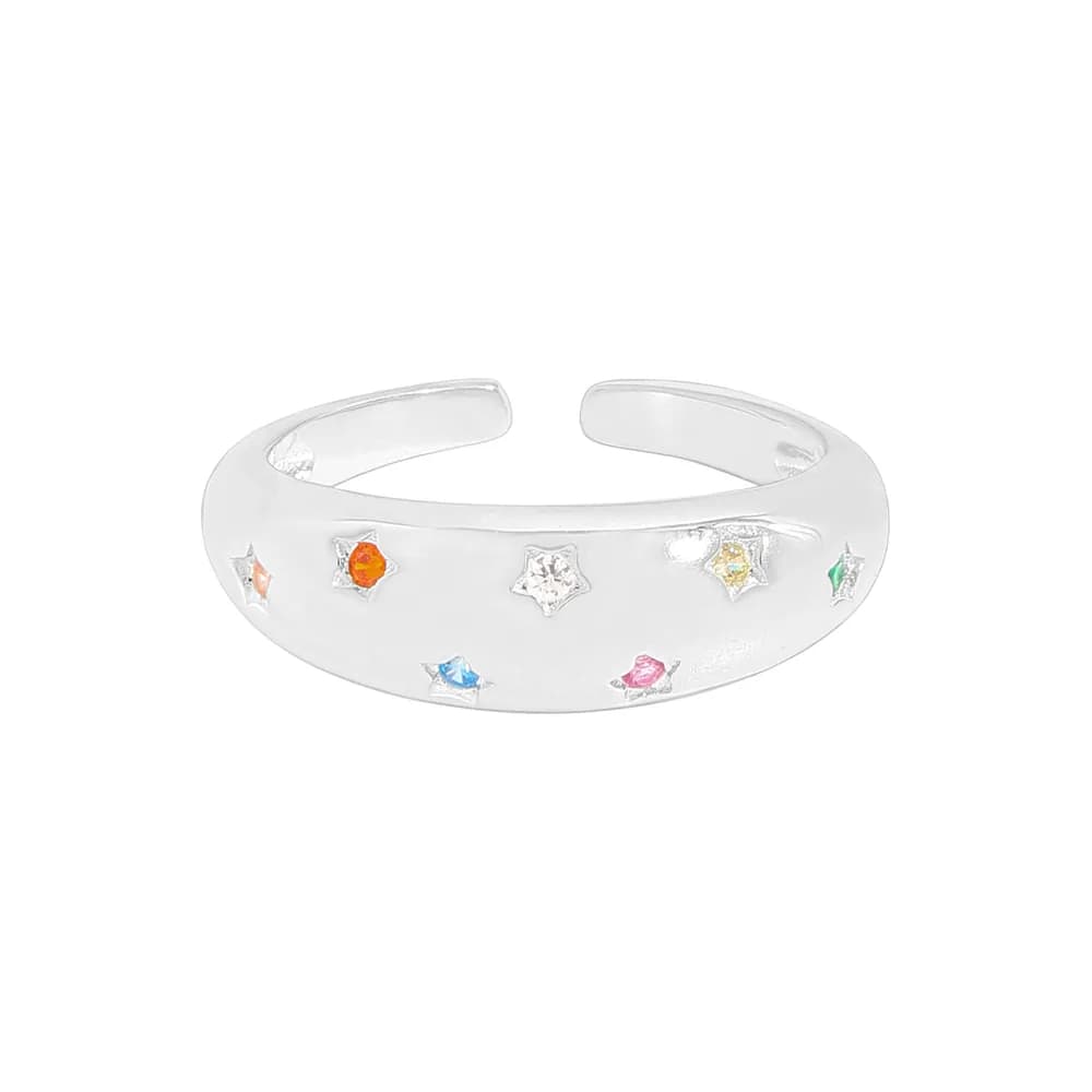 Star Gem Cuff Ring in Silver — Sterling silver