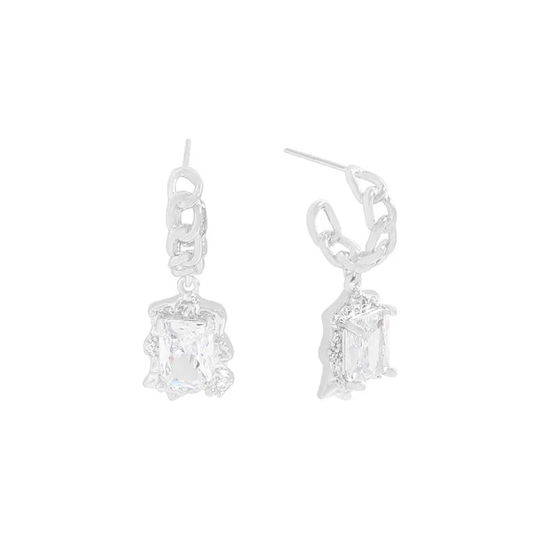 Chain Link Drop Earrings in Platinum — Sterling silver
