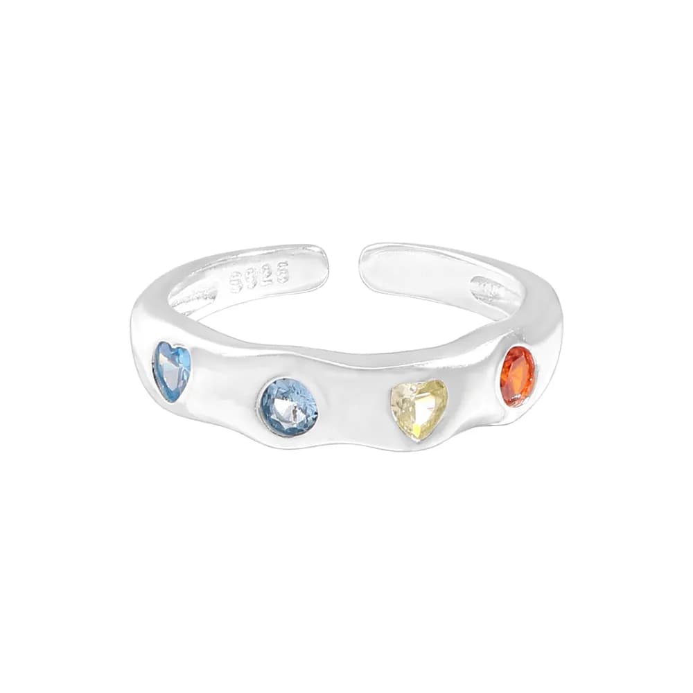 Colorful Gem Bezel Ring in Silver — Sterling silver