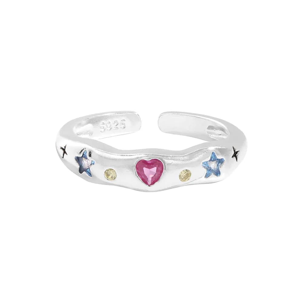 Heart and Star Ring in Silver — Sterling silver