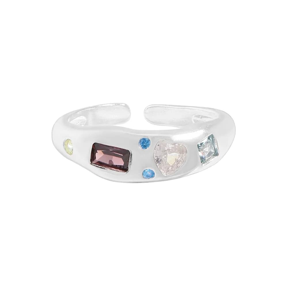 Multi Gemstone Ring in Silver — Sterling silver