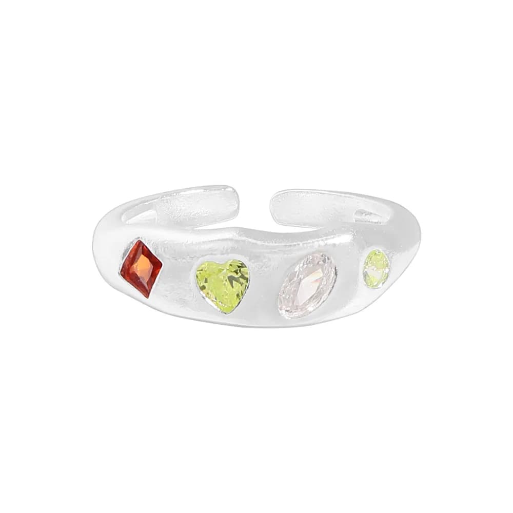 Multicolor Gemstone Ring in Silver — Sterling silver