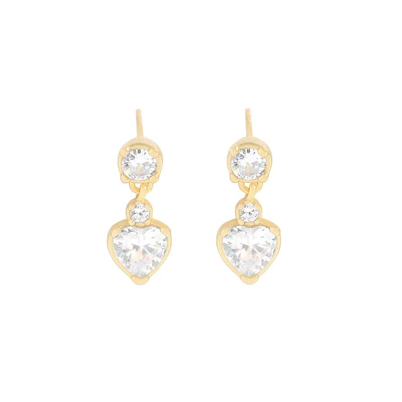 Heart Drop Earrings in Gold — Sterling silver