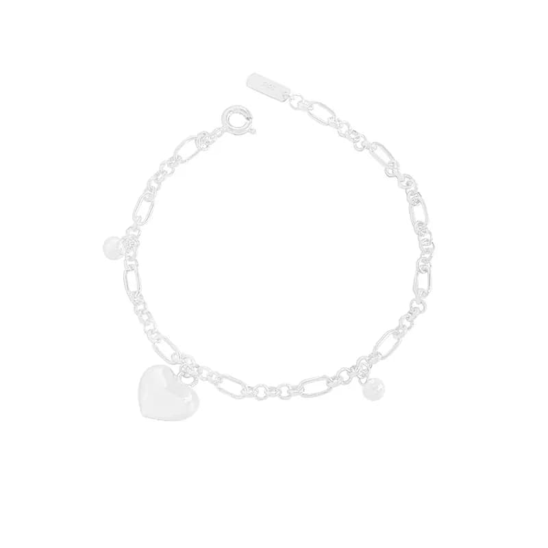 Heart Charm Chain Bracelet in Silver — Sterling silver