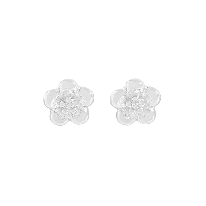 Flower Stud Earrings in Platinum — Sterling silver