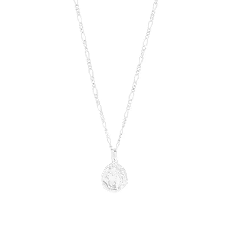 Hammered Coin Pendant Necklace in Silver — Sterling silver