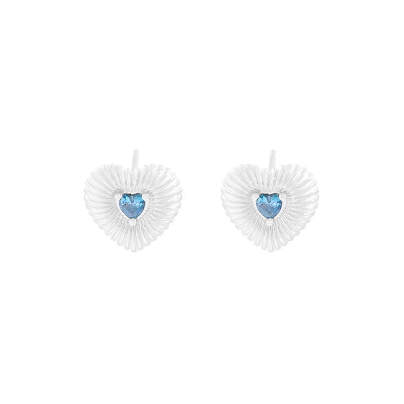 Heart Ridge Earrings in Silver — Sterling silver