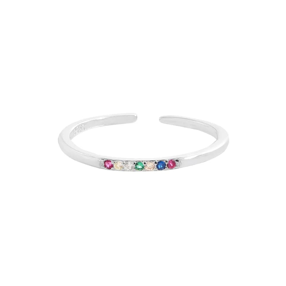 Rainbow Gem Ring in Silver — Sterling silver