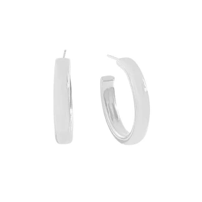 Rectangular Hoop Earrings in Silver — Sterling silver