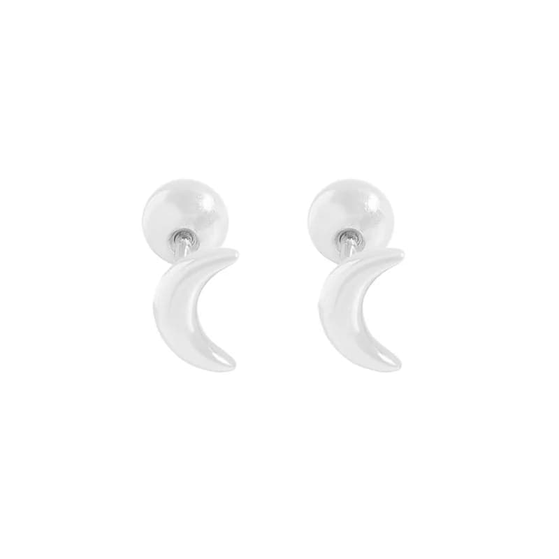 Crescent Drop Earrings in Platinum — Sterling silver