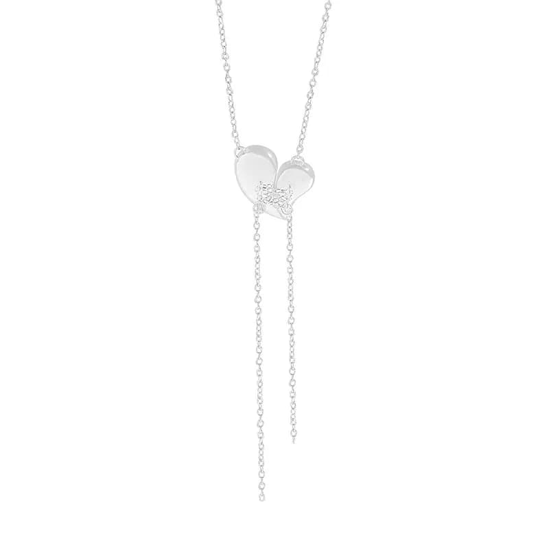 Heart Duo Necklace in Silver — Sterling silver