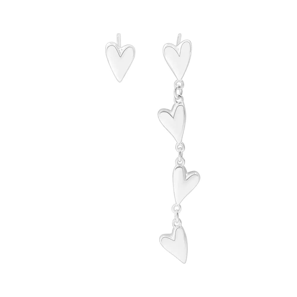 Triple Heart Earrings in Silver — Sterling silver