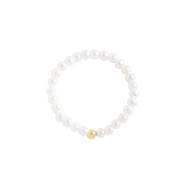 Beaded Pearl Ring in Gold — Sterling silver