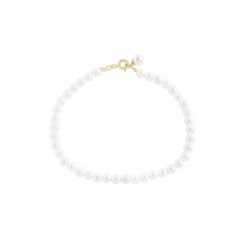 Freshwater Pearl Bead Bracelet in 4mm — Sterling silver
