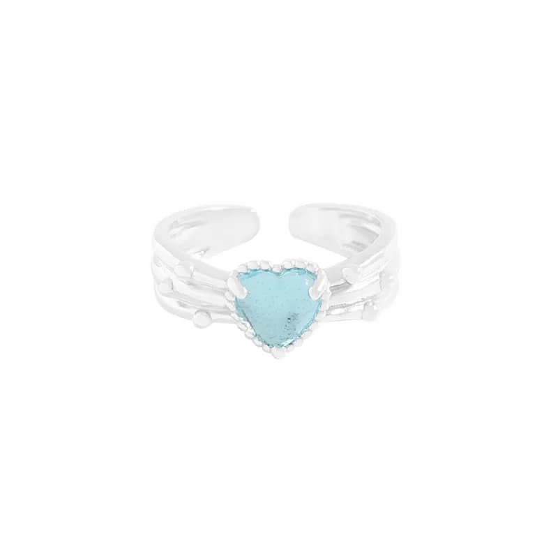 Heart Shaped Stone Ring in Silver — Sterling silver