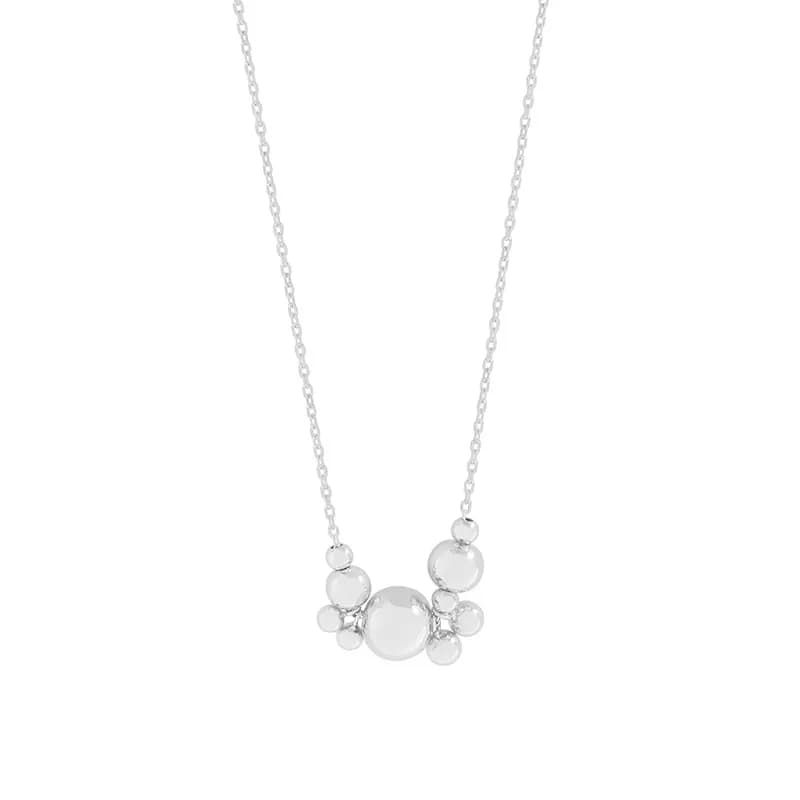 Bubble Bead Cluster Necklace in Platinum — Sterling silver
