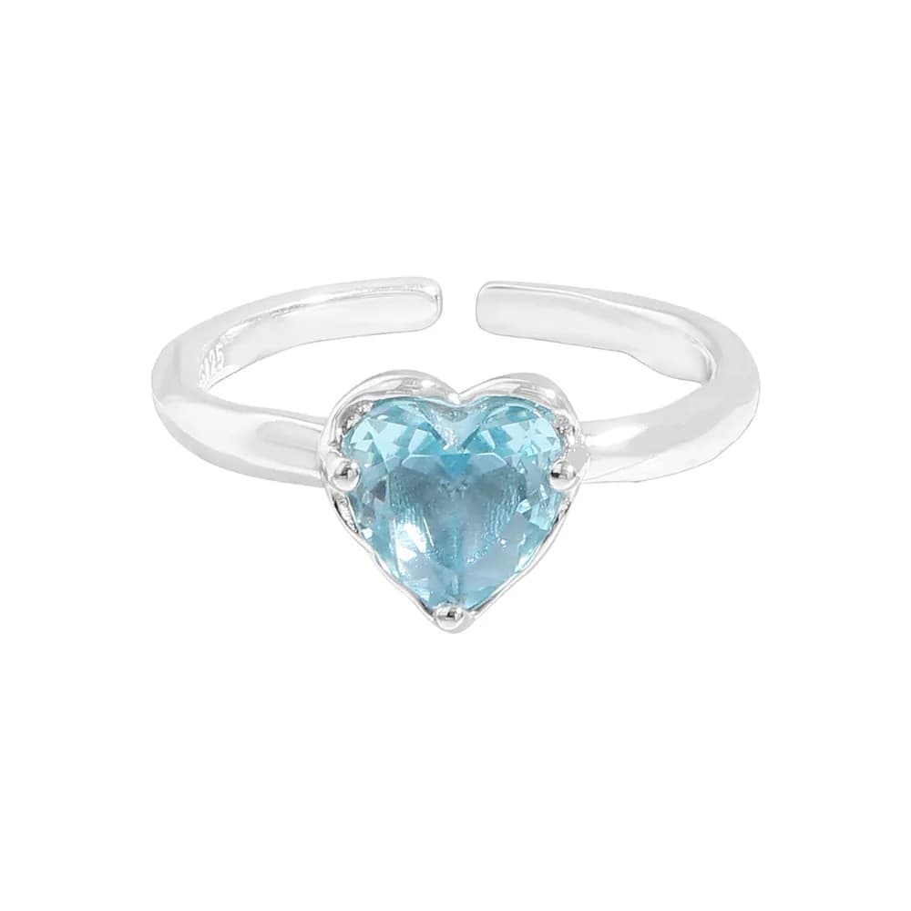 Heart-Shaped Blue Ring in Silver — Sterling silver