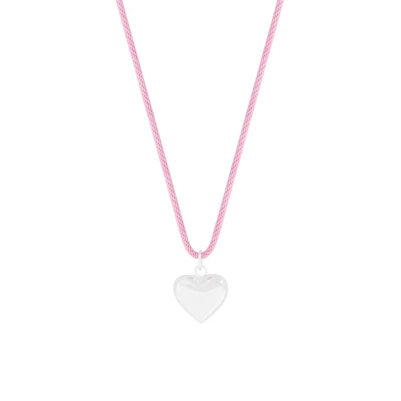 Heart Pendant Necklace in Pink — Sterling silver