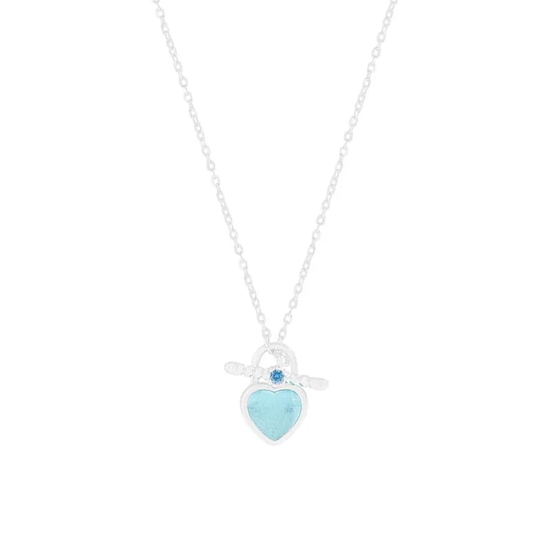 Turquoise Heart Pendant Necklace in Silver — Sterling silver