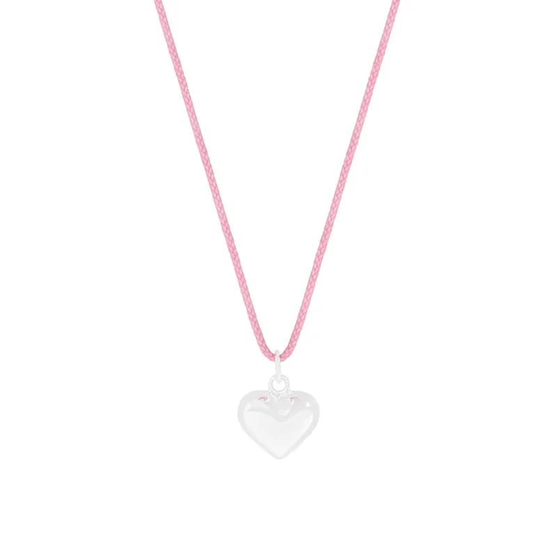 Layered Heart Necklace in Pink — Sterling silver
