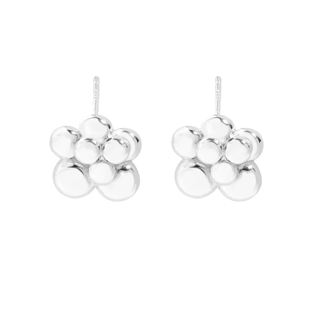 Bubble Cluster Earrings in Platinum — Sterling silver