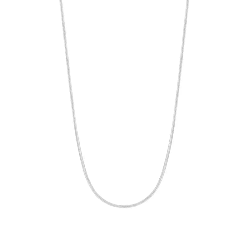 Herringbone Chain Necklace in Platinum — Sterling silver