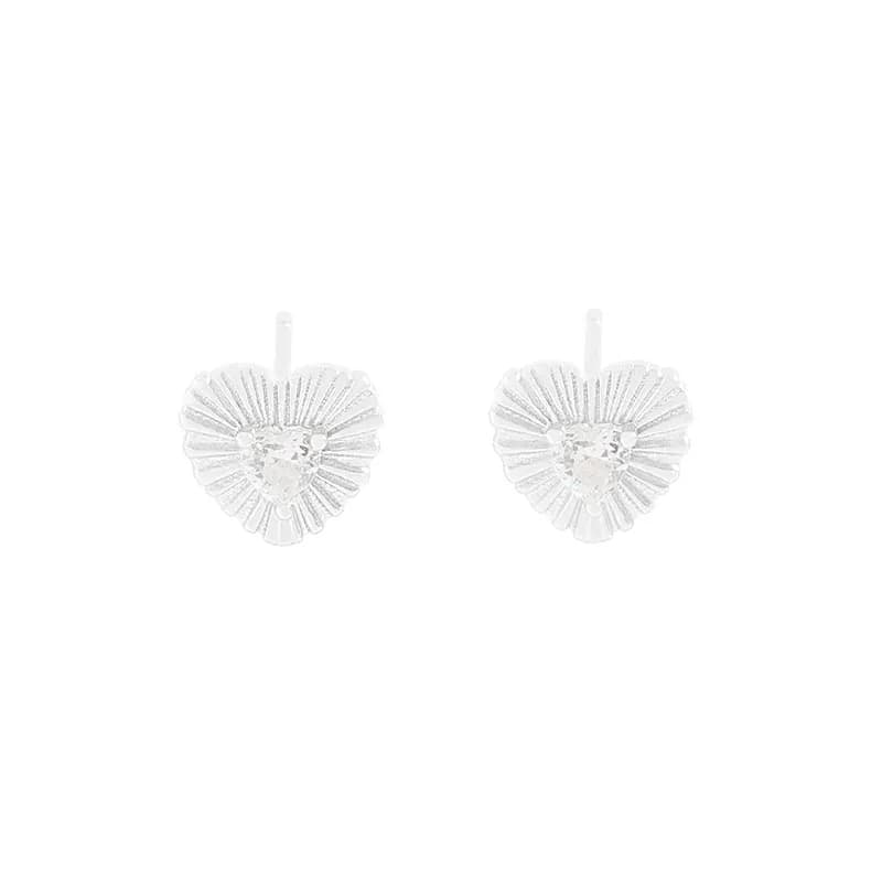 Heart Sunburst Earrings in Silver — Sterling silver