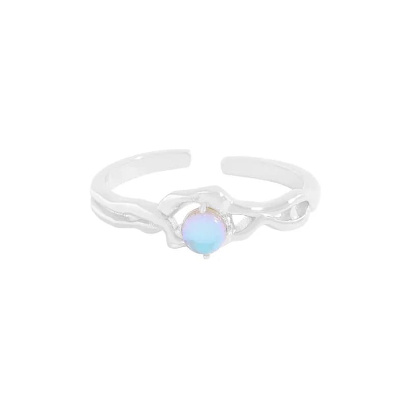 Opal Wave Ring in Platinum — Sterling silver